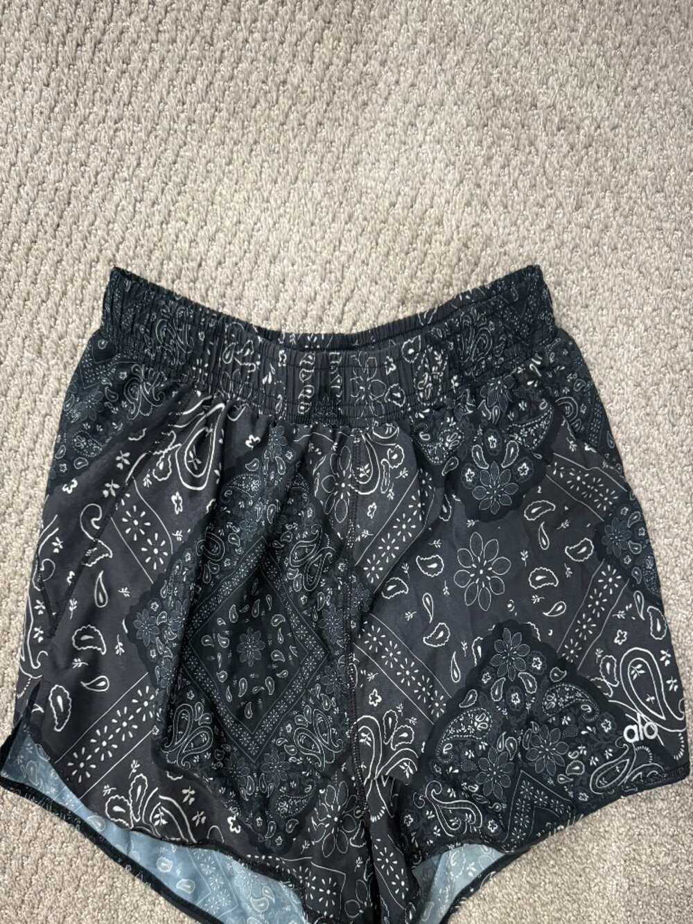 ALO Yoga Black Paisley Athletic Shorts